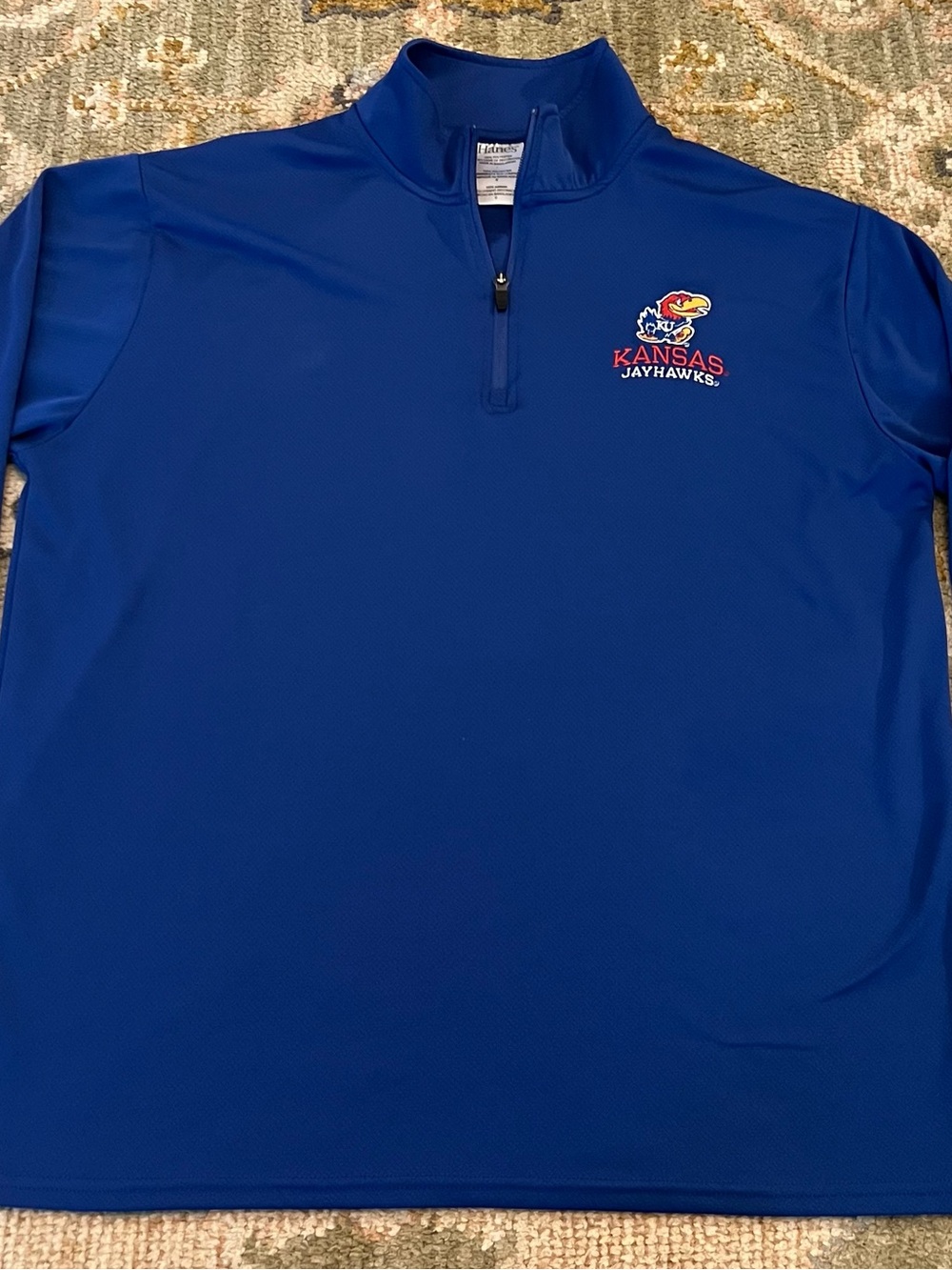 Kansas Jayhawks Hanes 1/4 Pullover Men’s Size Large Color Blue